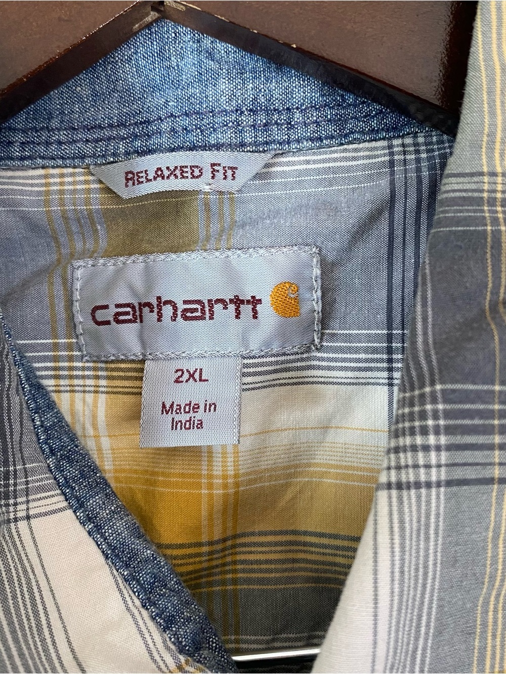 Carhartt Men's Relaxed Fit Short Sleeve Plaid Pearl Snap Pocket Shirt 2XL - Picture 7 of 9